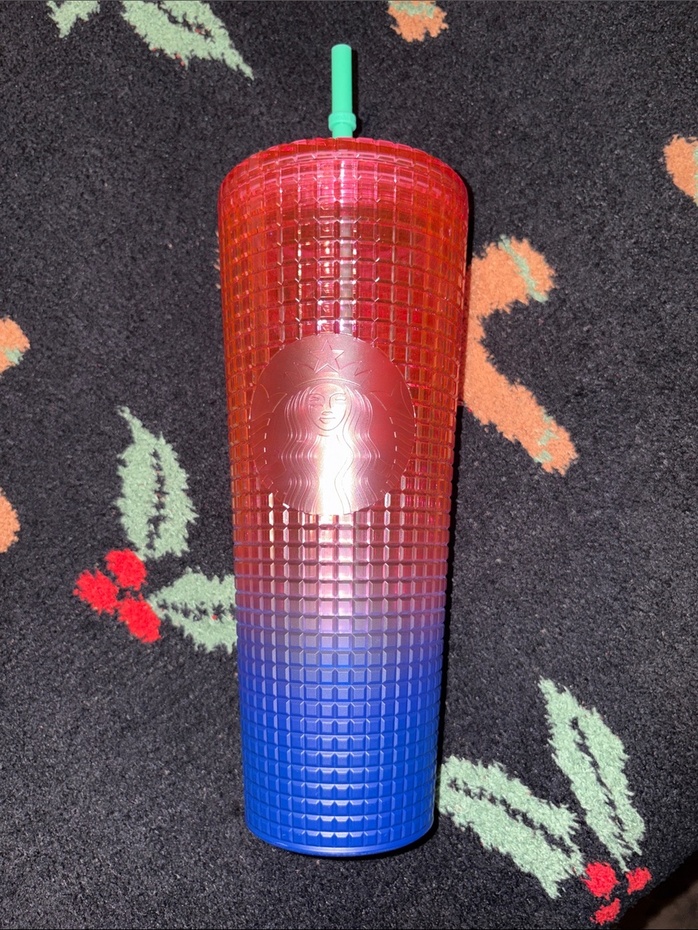 Starbucks Red to Blue Studded Ombre Tumbler with Green Straw